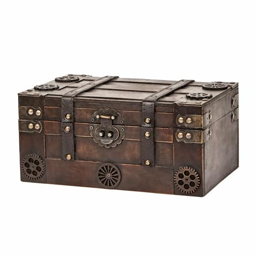 Vintage Pirate Style Treasure Box,Small Treasure Chest | For Keepsakes, Wooden Keepsake Box Size:11.8"X7.5"X5.5" ,For Letters - size: Small