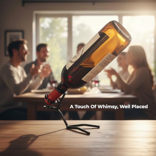 Fun 750ml Wine Bottle Stand, Metal Drinking Stickman Figure, Unique Wine Bottle Holder, Elegant Bottle Display