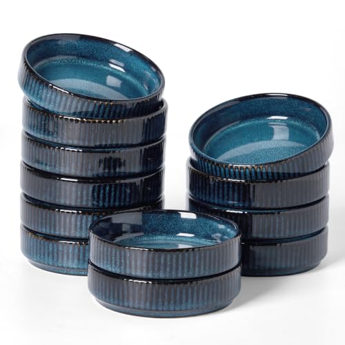 famiware Ceramic Soy Sauce Dish, 4oz Dipping Bowls Set of 12, Nebulas Blue | Individual Dip Sauce Cups/Dishes/Plates, Small Serving Bowls for Side Dishes, Condiments, Sushi, Appetizers, Reactive Glaze - color: Nebulas Blue, size: 12pcs