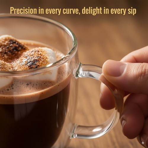 Casafoyer 9 Oz Double Wall Glass Coffee Cups Set of 4, Borosilicate Espresso Mugs