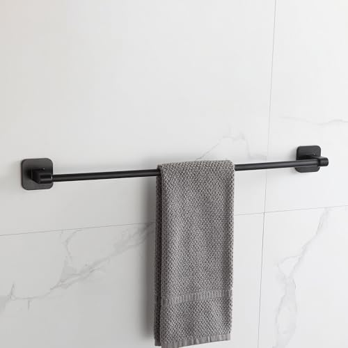 Matte Black Bathroom Accessories Set, 4 Pieces Bathroom Hardware Set, 24 inch Towel Bar, Towel Racks, Robe Towel Hooks, Toilet Paper Holder Wall Mounted Or Self-Adhesive,Stainless Steel and Plastic - color: Matte Black
