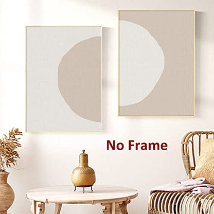 Abstract Boho Wall Art Prints Beige Geometric Artwork Mid Century Modern Painting Boho Beige Posters Abstract Circle Canvas Wall Art Boho Geometric Posters for Living Room Bedroom 16x24inx2 Frameless - color: Abstract Boho Wall Art