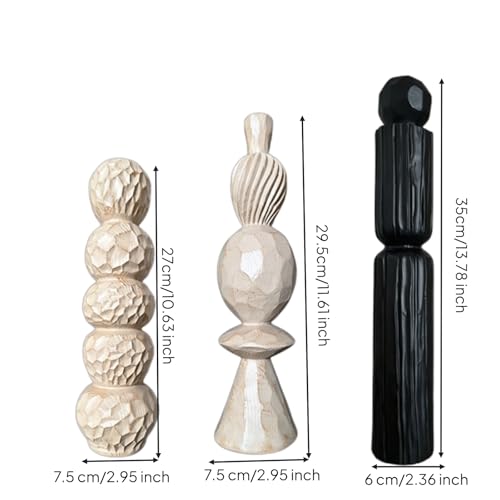 3 Pieces Geometric Resin Sculpture Minimalist Style Modern Tabletop Figurine Set Easy to Clean Abstract Statue for Bookshelf