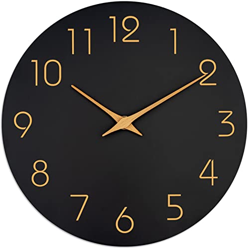 12" Wall Clock Battery Operated Silent Non-Ticking Modern Simple | Analog Kitchen Home Bathroom Living Room Bedroom Office Mordern Simple - color: B_black, size: 12 Inch