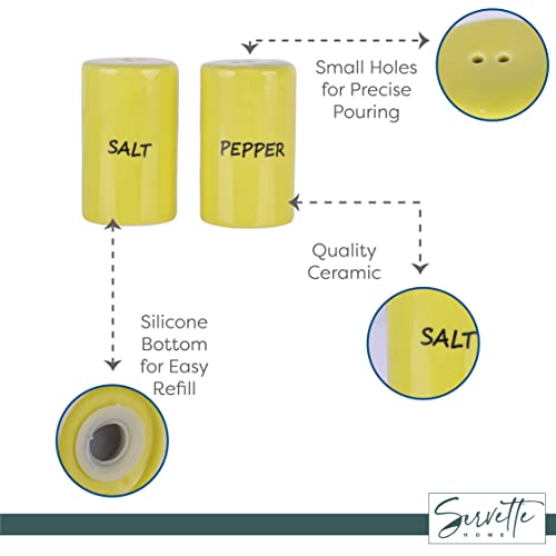 Yellow Salt & Pepper Shakers Ceramic - color: Yellow