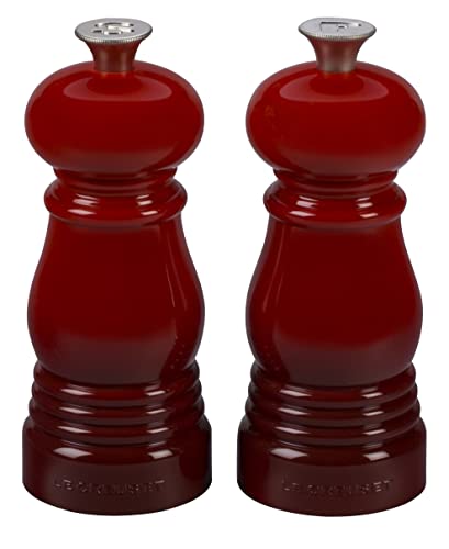 Le Creuset Petite Salt and Pepper Mill Set, 5" x 2" each, Cerise - color: Cerise, size: Small
