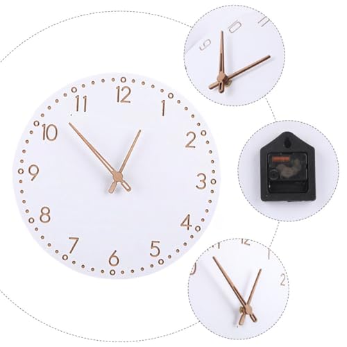 ULTECHNOVO Modern Minimalist Wooden Hanging Wall Clock with Roman Numerals, Silent Mute Decorative Home Clock for Living Room, White Finish Artistic Wall Decor