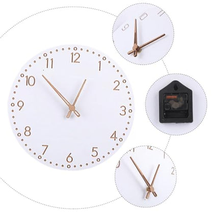 ULTECHNOVO Modern Minimalist Wooden Hanging Wall Clock with Roman Numerals, Silent Mute Decorative Home Clock for Living Room, White Finish Artistic Wall Decor
