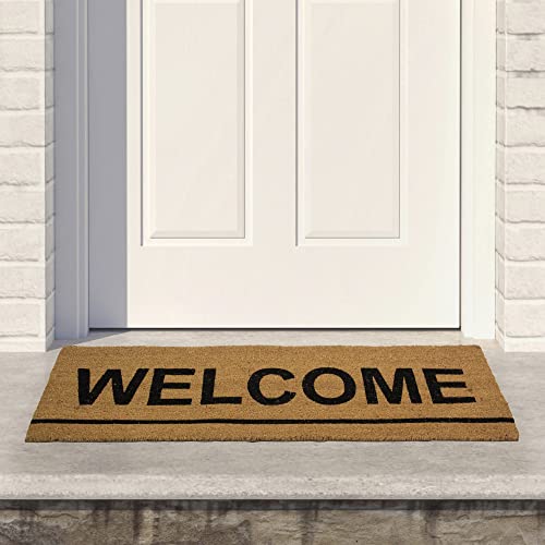 Northlight Natural Coir Outdoor Rectangular Welcome Doormat 16" x 48"