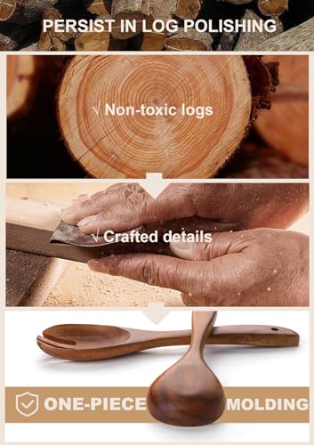 Nucookery Wooden Cooking Utensils Set with Holder, Nonstick Wooden Spoons for Cooking Spatula Set 10 Pcs, Teak Wood Kitchen Utensils Set, Ceramic Utensils Holder for Countertop, White - color: White (wood )