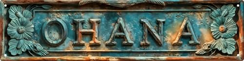 Ohana Easter Gift Spring Vintage Metal Sign 4x16 In Decorative Plaque Street Country Cottage Sign Suitable for Rooms Homes Doors Gardens Man Caves Farm Wall Decor Outdoor Decoration - color: Ohana