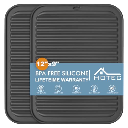 HOTEC 446℉ Heat Resistant BPA Free Silicone Trivets for Hot pots and Pans, for Kitchen Counter Dish Drying Mat, Set of 2 Dark Grey - color: Dark Grey