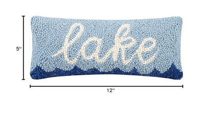 Peking Handicraft 30TG445C05OB Blown Filled Hook Throw Pillow, 12-inch Length, Wool and Cotton (Lake)
