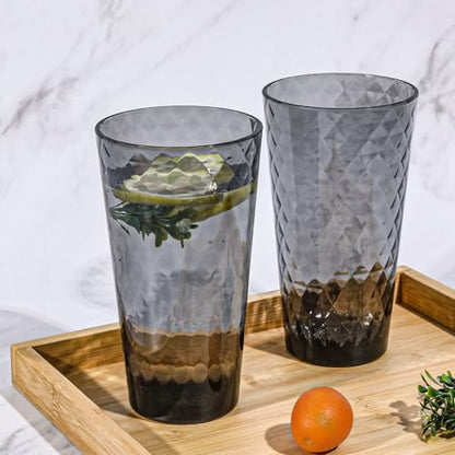 BPA-Free Plastic Tumblers 8 Pack (8x22oz) | Reusable Dishwasher Safe | Stackable Shatterproof Cups | Plastic Drinkware & Drinking Tumblers for Restaurant, Home, Party - color: Gray, size: 8-Pack