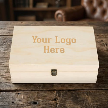 Personalized Wooden Keepsake Box with Your Logo – Custom Engraved Memory Box for Photos, Jewelry, Letters, Corporate Gifts, Weddings, Anniversaries, Birthdays & Graduations - style: 15. Upload Your Logo