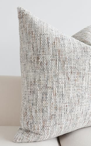 Textured Chenille Throw Pillow Cover 24x24 Inch Soft Neutral Woven Accent Boho Farmhouse Square Decorative Cushion Case for Modern Home Decor Bed Couch Sofa Living Room - size: 24" x 24" (Pack of 1)