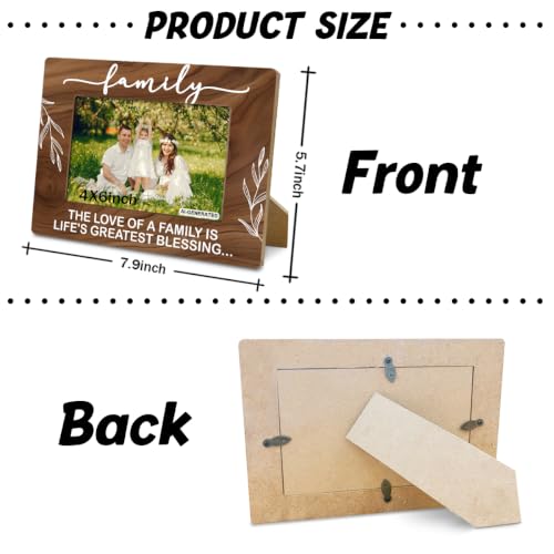 Family Gifts, Wooden Picture Frame - The Love of a Family is Life's Greatest Blessing, Gift for Dad, Mom, Grandparents, Father, From Son, Daughter, Rustic Photo Frames 4 x 6-Nature Wood Texture A1 - color: Color 02