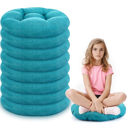 Fumete 8 Pcs 16 Inch Floor Cushions Pillow for Kids Bulk Classroom Round Flexible Seating Floor Cushions for Students Home Daycare School Reading Corner Yoga Meditation Picnic (Turquoise) - color: Turquoise