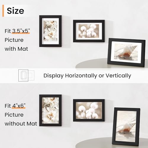 4x6 inch Picture Frame, 4x6 Photo Frames with 3.5x5 Removable Mat - High Definition Plexiglass - Vertical and Horizontal Display - Wall Hanging Frame - Black, 12 Pack - color: Black, size: 4x6, 12P