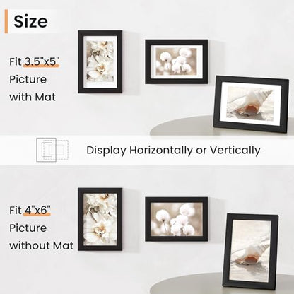 4x6 inch Picture Frame, 4x6 Photo Frames with 3.5x5 Removable Mat - High Definition Plexiglass - Vertical and Horizontal Display - Wall Hanging Frame - Black, 12 Pack - color: Black, size: 4x6, 12P