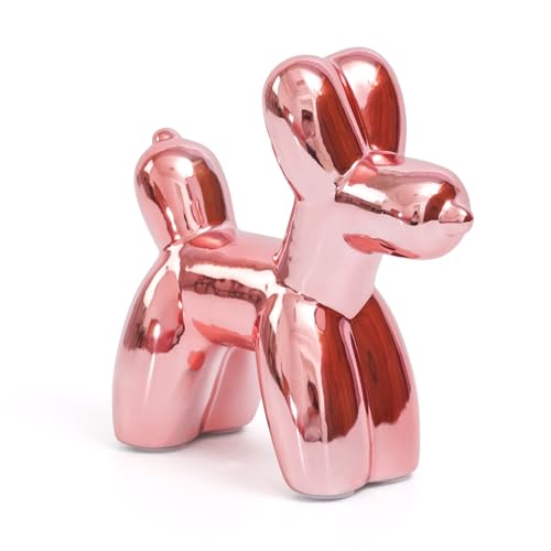 Notakia Cute Ceramics Balloon Dog Statue Crafts Living Room Desktop Decorations,Handmade Modern Small Ceramic Animal Statue Ornament Home Decor Accents - color: Pink, size: Large