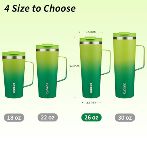BJPKPK 26oz Insulated Tumbler with Handle, Lid & Straw, Stainless Steel | Double Wall Vacuum Insulated Coffee Travel Mug - Keeps Cold & Hot, BPA Free, Cupholder Fit for Office, Gym & Travel - color: Bamboo Grove, size: 26 Ounces
