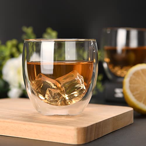 2pcs 8.5OZ/250ml Coffee Glasses Clear Insulated Coffee Mug, Glass Coffee Mug Double Wall Glass Coffee Mugs, Espresso Cup Glass Coffee Cups Double Wall Glass Tumbler For Latte Cappuccino Coffee
