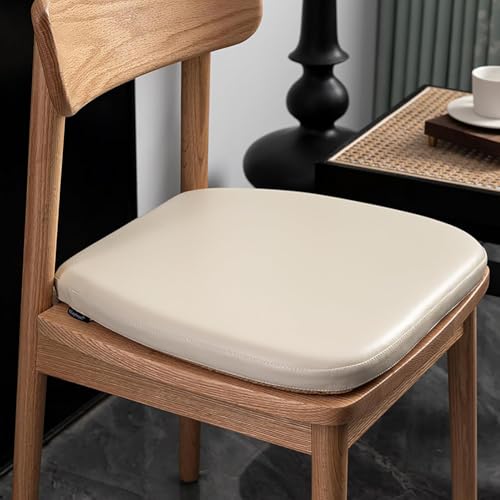Binding Tie U Shape PU Leather Memory Foam Dining Pad, Non Slip Cushion with Multi Pack Sizes for Indoor Outdoor Household Chairs,Beige,16x17inch - 4pcs - color: Beige, size: 16x17inch - 4pcs