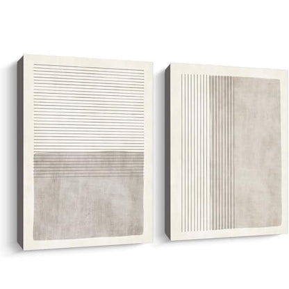 Gray Beige Abstract Wall Art Black Minimalist Line Art Gray Modern Artwork Abstract Painting Minimalist Beige Poster Modern Line Art Prints Neutral Minimalist Wall Art 16x24inx2 with Framed - color: Gray Beige Abstract Wall Art Framed