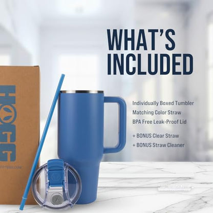 Hogg Big Swig 40oz Tumbler with Handle and Straw - Coastal Breeze, 40 oz Tumbler, Insulated Cup with Handle, 40oz Water Bottle with Straw, Thermal Cups, Leak Proof Lid, Travel Mugs, Stainless Steel - color: Coastal Breeze