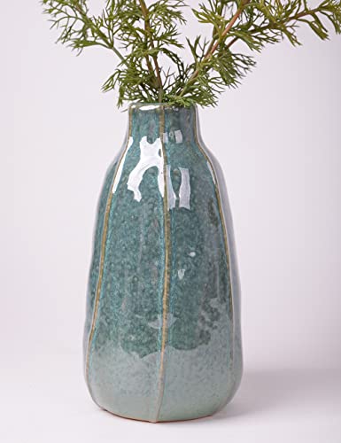 HAUCOZE Ceramic Flower Vase Decorative Sculpture Modern Home Decor 8.3 Inch | Ceramic Handmade Gift Table Centerpiece Ornament for Dried Fresh Flower Plants - size: Large