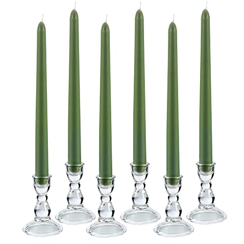 Glass Candle Holder for Taper Candles, Clear Decorative Candle Sticks Holders Set of 6 for Christmas Decor and Thanksgiving Wedding Dining Party Table Decorations (Exclude Candles) | For Christmas Thanksgiving Wedding Dining Party Table Decorations (Exclu