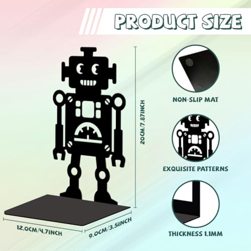 5.3"x4.3"x7.9" Metal Bookends, Heavy Duty Book Ends for Shelves | Robot Theme Cast Iron Book Supports, 1 Pair Decor Stoppers for Desk, Library, Office & Home Shelves - style: Robot
