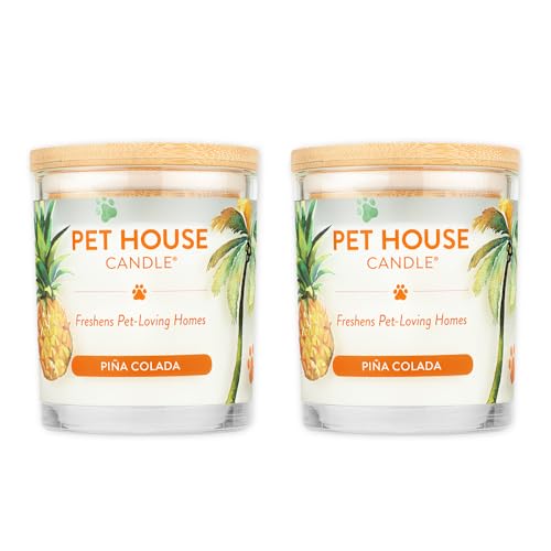 Pet House Candles, Long Lasting, Air Freshening, Scented Candles for Pet Odor, 60 Hour Burn Time - Pina Colada, 9 oz, 2 Pack - color: Pina Colada, size: Pack of 2