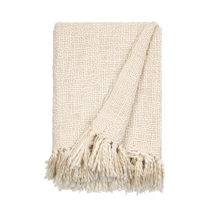 Merit Linens Slub-Yarn Throw Blanket - One Size Natural - color: Basketweave Natural