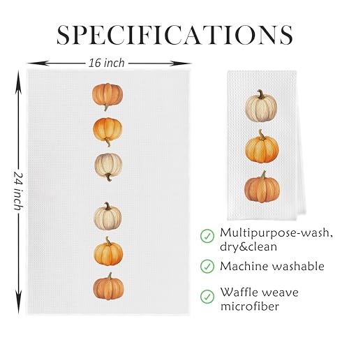 Fall Pumpkin Dish Towels Set - Fall Pumpkin Gifts Waffle Weave Kitchen Towels, Fall Pumpkin Gifts Hand Tea Towels, Fall Bathroom Kitchen Decor (16×24 Inches Set of 2) - color: Fall-1