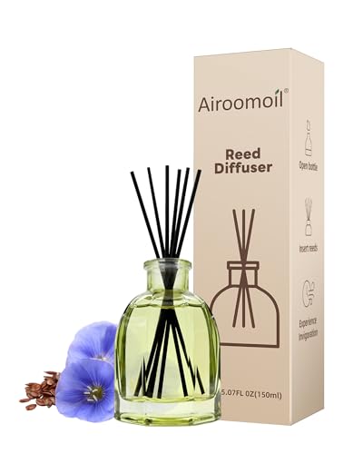 Reed Diffuser Set, Clean Linen Oil with 6 Reed Sticks, 5.07 Fl Oz | Flameless, Fresh Airy Home Fragrance Scent for Bathroom Shelf Decor, Bedroom, Living Room, Office, Yoga & Meditation Gift