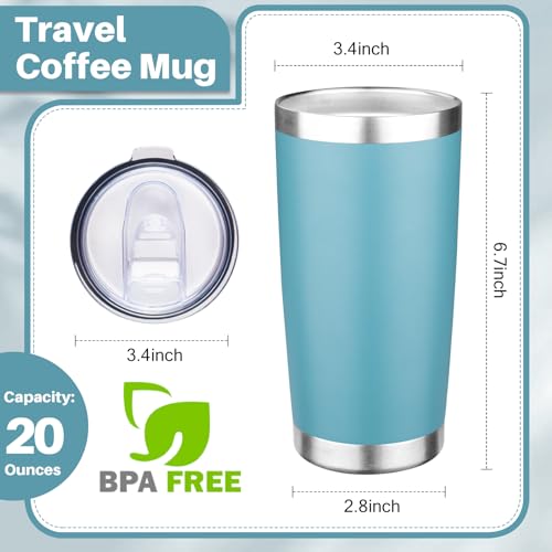 20oz Tumbler with Lid Double Wall Vacuum Insulated Travel Coffee Mug Stainless Steel Thermal Cup Powder Coated Sturdy Coffee Tumbler for Hot and Cold Beverage (Glacier blue,1) - color: Glacier blue, size: 20 Ounces (1 Pack)