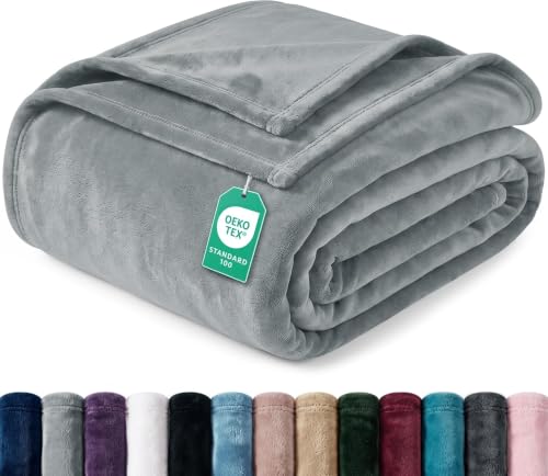 Utopia Bedding Cool Grey Fleece Blanket Twin Size Lightweight Fuzzy Soft Anti-Static Microfiber Dorm Bed Blanket (90x66 Inch) - color: Cool Grey, size: Twin (90x66 Inch)