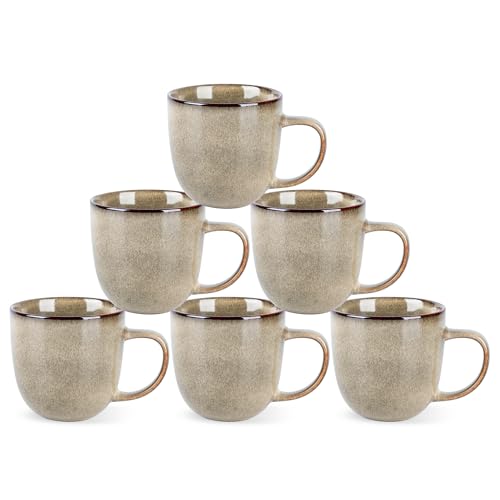 AmorArc 12oz Coffee Mugs, Ceramic Coffee Mugs set of 6 for Man, Woman, Dad, Mom, Modern Coffee Mugs with handle for Latte/Cappuccino/Milk/Cocoa. Dishwasher&Microwave Safe - color: Oatmeal, size: Set of 6