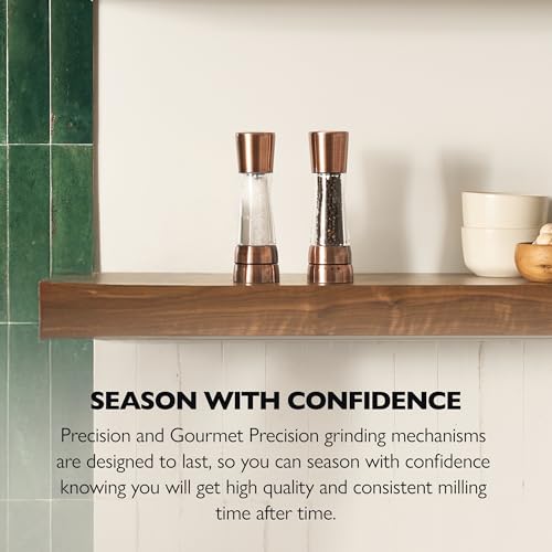 Cole & Mason Derwent Salt & Pepper Mill Gift Set - Refillable Spice Grinder Set 7.5" Salt and Pepper Grinder – Wood - color: Copper