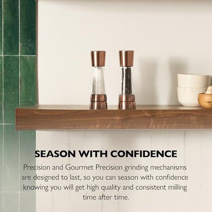 Cole & Mason Derwent Salt & Pepper Mill Gift Set - Refillable Spice Grinder Set 7.5" Salt and Pepper Grinder – Wood - color: Copper