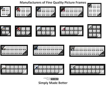 6-2 Row 4x4 Opening Manhattan Black 10x16 Picture Frame Holds 4x4 Photo Collage with White Matting and Glass - color: White, size: 6 4x4 2 Row