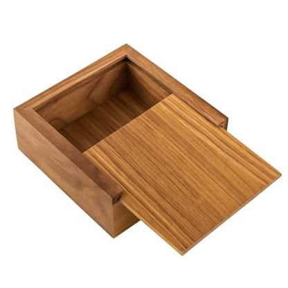 3.7" x 3.7" x 1.6" Inch Walnut Jewelry Box for Rings, Earrings, Keepsakes | Wedding Gift, Elegant Present | Handcrafted Wood Box - color: Walnut Box-XHH-9.5*9.5CM
