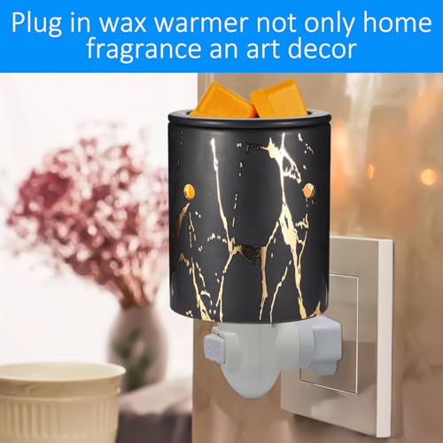 Plug in Wax Warmer for Scented Wax melt Warmer scentsy Plug in Wax melt Warmer Electric Candle Warmer Home Decor Gifts for Women（Black Gold Porcelain）