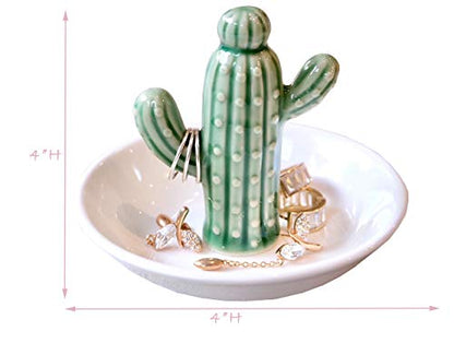 PUDDING CABIN Cactus Gifts for Women Christmas, Cactus Ring Holder Dish, Birthday Gifts for Women Thanksgiving Xmas Valentine's Day, Decorative Cactus Decor, Home Decor - style: Cactus Green