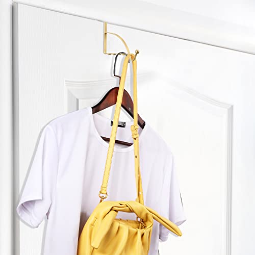Hotop 2 Pcs Over The Door Hooks, Clothes Hanger, Over Door Hanger, Champagne Gold - color: Champagne Gold