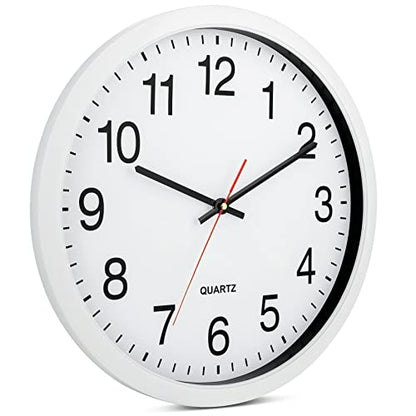 Bernhard Products White Wall Clocks, 2 Pack Silent Non Ticking - 16 Inch Extra Large Quality Quartz Battery Operated Round Easy to Read Home/Office/Business/Kitchen/Classroom/School Clock, Black Hands - color: White, size: 16 Inch - 2 Clocks