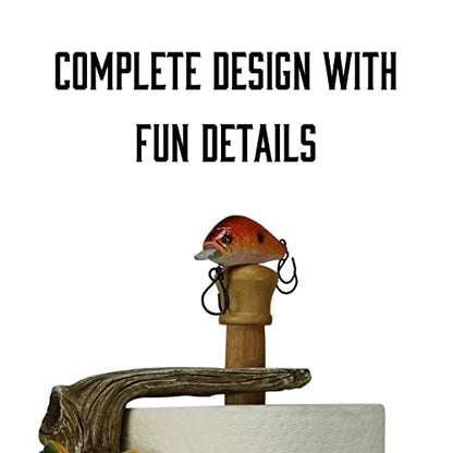 Rivers Edge Products Paper Towel Holder, Paper Towel Holder Countertop with Largemouth Bass, Kitchen Stand, Hand-Painted Poly-Resin, Wood, Weighted Base, Fits Standard 11-Inch Rolls, 16 Inch, 1 Count - color: Deer