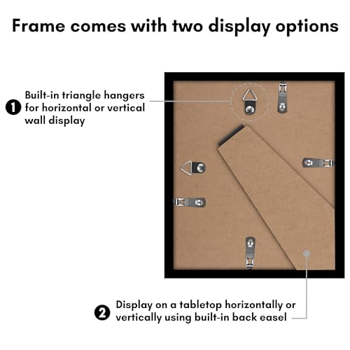 Americanflat 7x8 Picture Frame 2-Pack - Matted to 4x5 - Black | Slim Molding construction, Polished plexiglass front, wall or tabletop display with included easel, triangle hangers included - color: Black, size: 7x8